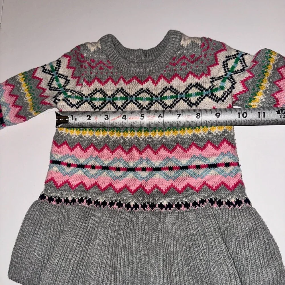 Girls BABY GAP Sweater Dress Pink & Gray 3-6m Infant Knit Long Sleeve